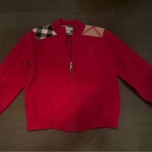 Burberry Red Sweatshirt with Plaid Accent